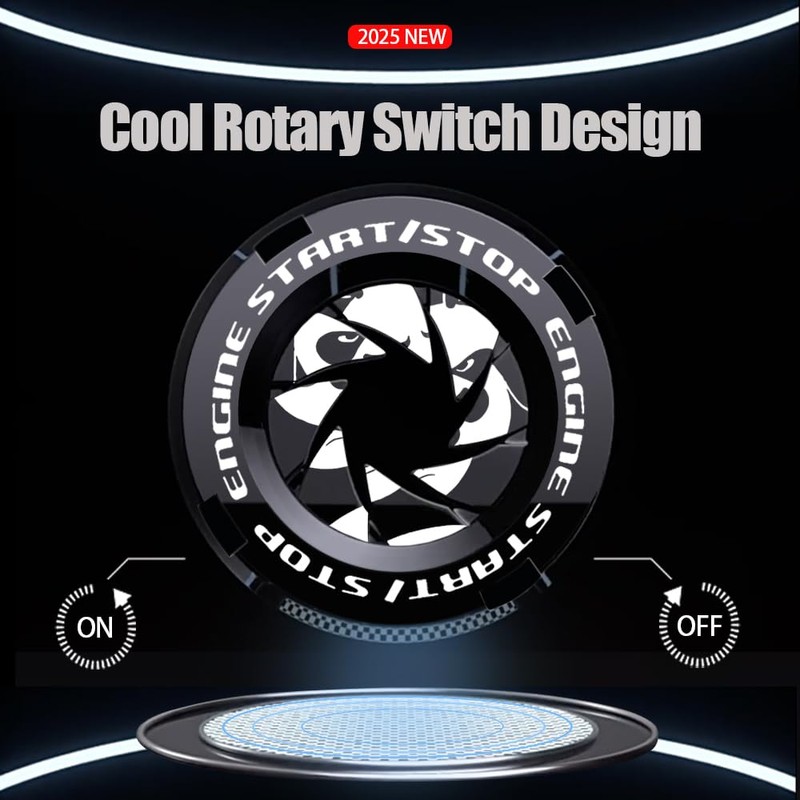 Tybasthe Rotary Push Start Button Cover, Panda Car Accessories Engine