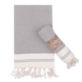 Evelynen Turkish Hand Towels for Bathroom & Kitchen Towels Decorative Set of 2 | Boho Farmhouse Hand Towels with Hanging Loops for Face, Tea, Dish, Kitchen & Bath | Turkish Cotton (16" x 32" - Latte)