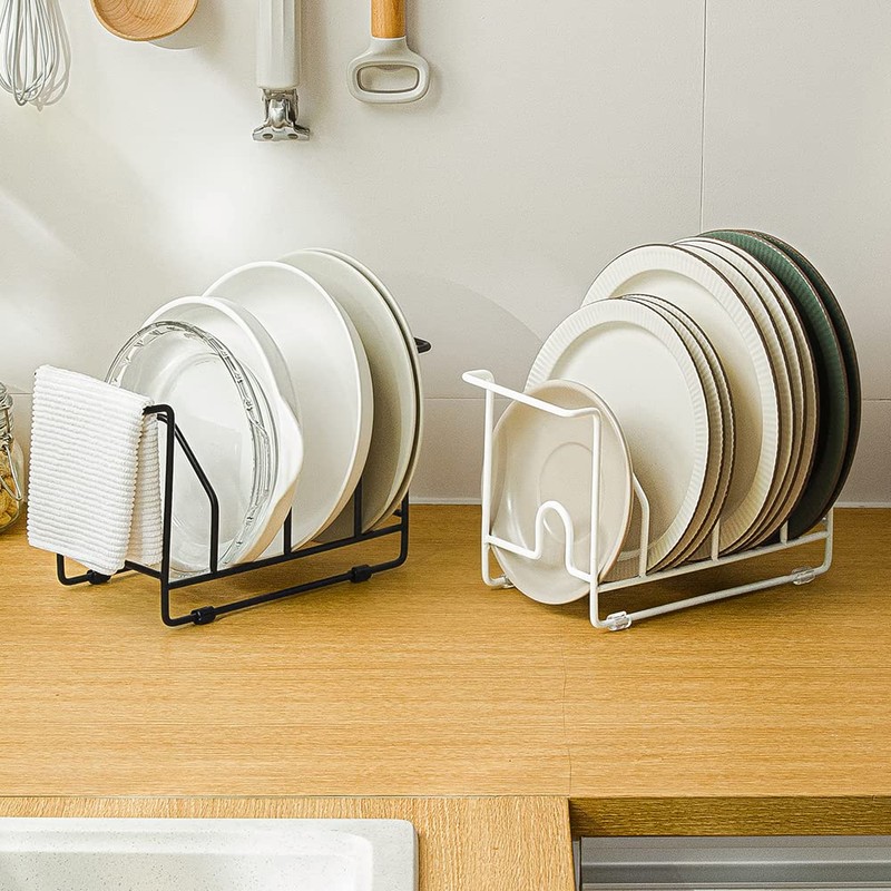 Poeland Plate Holders Organizer, Dish Drying Rack for Kitchen Cabinet