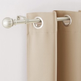 NICETOWN Drapery Curtain Rod Set with Innovative Round Finials/Ball Caps, 1 inch Diameter Adjustable Length 72 to 144" Length, Sold by Single, Satin Nickel