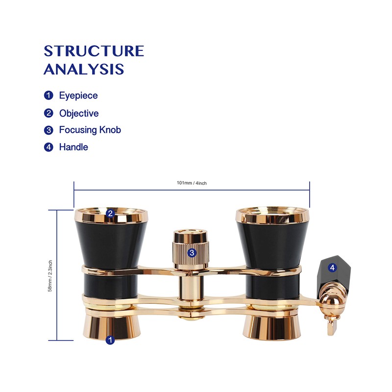 Aomekie Theatre Opera Glasses with Handle 3X25 Compact Folding Binoculars