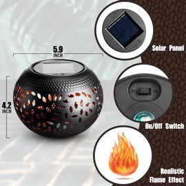 Reginary 1 Pcs Solar Lanterns Waterproof Outdoor Decor, Hollow Out Retro Metal Solar Lights 7 Color 2 Modes Decorative Atmosphere Table Lantern for Women Mom Gifts Patio Garden Pathway Yard (Black)