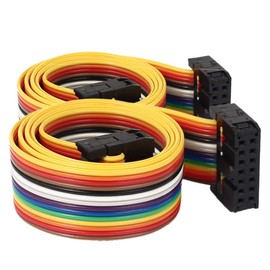 uxcell Connector IDC Flat Rainbow Color Ribbon Cable, 50 cm, 14 Pin, 14 Way, F/F for DIY, 2 Pieces