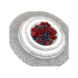 DecorLine Elegant Aristocrat Collection White/Silver Plates - 10" (Pack of 10) - Premium Quality - Ideal for Special Events & Home Gatherings