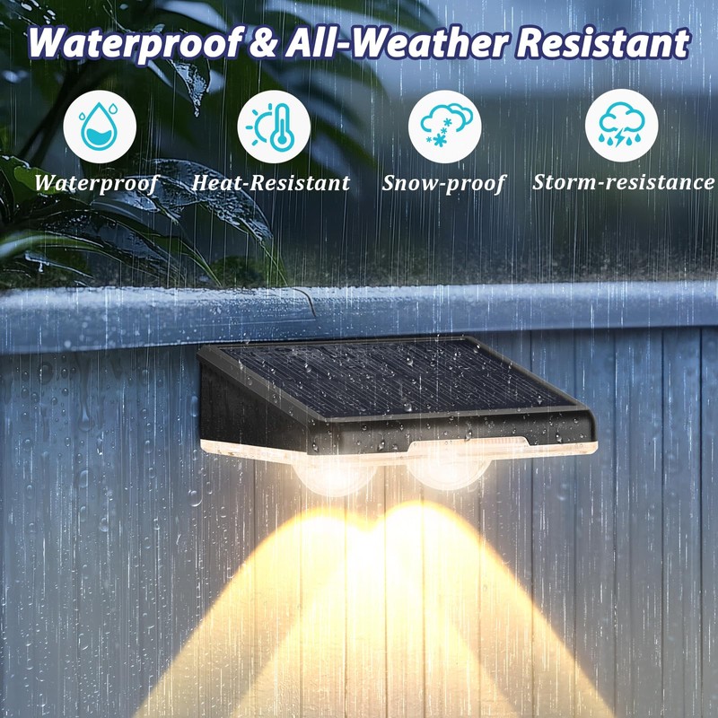Solar Fence Lights Outdoor 8-Pack, Waterproof Fence Light Solar Powered