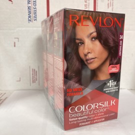 Revlon 3x Revlon Colorsilk Beautiful Color Permanent Hair Dye with Keratin #34 Burgundy