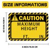 Large Caution Maximum Height Sign Stickers 4x6 inch Safety Warning
