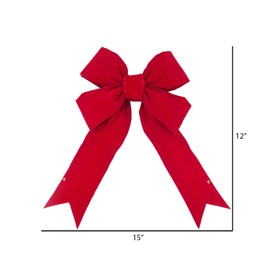 Vickerman 18" x 23" Red Velvet Outdoor Structural Bow, 6" Wide Ribbon - Versatile Christmas Bows, Large Christmas Bow, Giant Red Christmas Bows - Holiday Decor