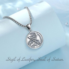 EUDORA Harmony Ball Amulet Seal Chain for Women 925 Sterling Silver, Seal of the Hecates Rad/Chi Rho/Asmodeus/Satan/Clauneck Symbol Pendant Vintage Runes Jewellery Gift for Women, 50 cm + 5 cm,