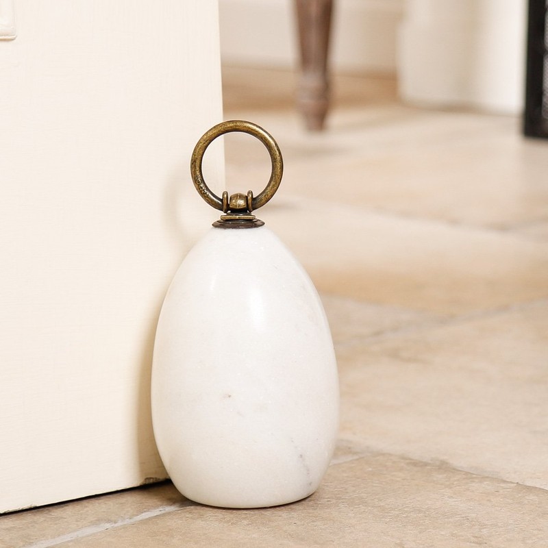 White Marble Doorstop Heavy Duty Non-Scratch 1.75kg Door Stop for