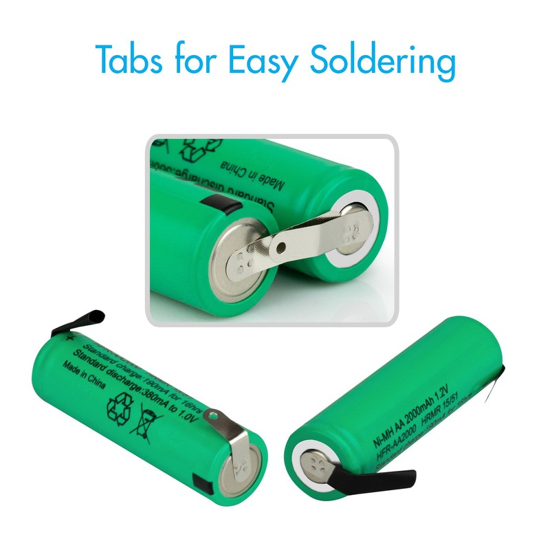 Tenergy AA 1.2V NiMH 2000mAh Flat Top Rechargeable AA Batteries