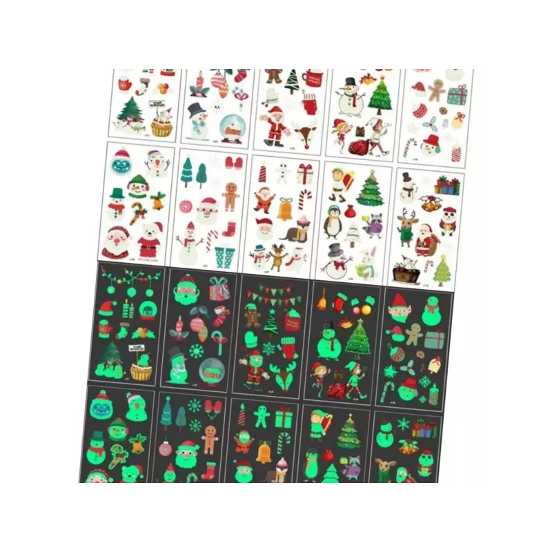 (올핀)야광 크리스마스 타투스티커 20종 산타 파티 이벤트 (Allfin) Glow-in-the-Dark Christmas