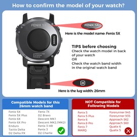 ANCOOL for Fenix 7X Watch Band/Fenix 6X Pro Watch Band/Fenix 5X Band 26mm Watch Bands Compatible with Fenix 6X/Fenix 7X Pro/Fenix 3(Black)