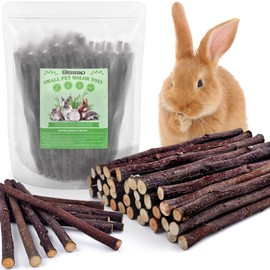 Bissap 230g/8.1oz Apple Sticks for Rabbits, Natural Bunny Chew Toys and Treats for Chinchilla Guinea Pig Hamster Gerbil Small Animals Pet Apple Wood Stick Toys Teeth Grinding