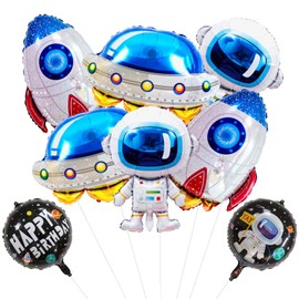 8 Pcs Outer Space Foil Balloons,Large Astronaut UFO Rocket Balloons for Kids Space Party Planets Themed Party Decorations for Birthday Parties