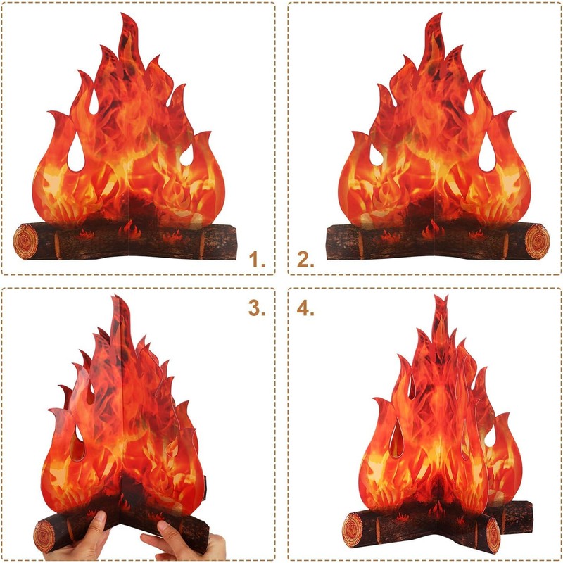 3D Decorative Cardboard Campfire Centerpiece Artificial Fire Fake Flame Paper