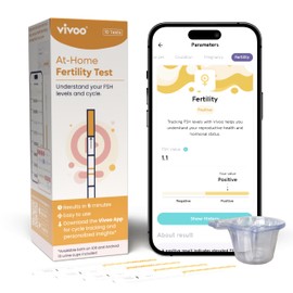 Vivoo Fertility Test – At-Home FSH Test to Monitor Ovarian Reserve, Scan & Track with Free Vivoo App, 10 Individually Wrapped FSH Tests + 10 Urine Collectors