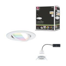 Paulmann Nova Coin 92438 LED Recessed Light Round 84 mm 50° RGBW+ 6 W 500 lm 230 V White Matt Aluminium Die-Cast