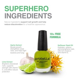 Probelle Nail Maintenance Formula 2, Nail Hardener and Strengthener for soft, brittle, and splitting nails - Reinforces, protects, conditions, strengthens, grows fingernails 5 fl oz/ 15 mL