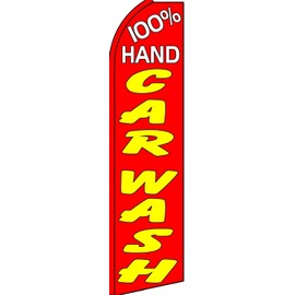 100% HAND CAR WASH X-Large Swooper Flag