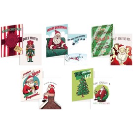 Crazy Dog T-Shirts Funny Christmas Card 5 Pack Combo - Deez Nuts For the Hos Lit Chimney Grandma Cards for Xmas Christmas Combo Combo (5 Pack)