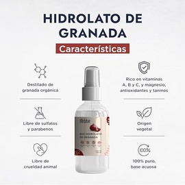 HEBBE - Hidrolato de Granada 120 ml | Combate el Envejecimiento Prematuro | Protección Cutánea Antioxidante | Regeneración Celular | Sebo Regulador en