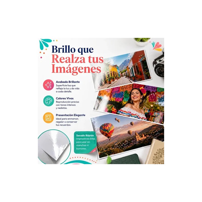 50 Hojas De Papel Fotográfico Autoadhesivo A4, 135g, Blanco