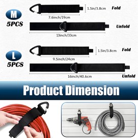 MYTOAU 10Pack Extension Cord Organizer,Duty Storage Strap,Hook-and-Loop Storage Straps with Triangular Buckle to Hang on Walls for Cables,Wires,Rope,Hoses,Organization for Home,Garage or Workshop