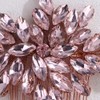 Teyglen Full Pink Rhinestone Crystal Wedding Hair Comb Bridal Flower