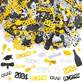 HOWAF Pack of 1500 Graduation Decoration 2024 Graduation Confetti Congratulations Graduation Confetti Table Decoration Bachelor Decoration Passed Exam Gift 2024 Graduation Decoration, Black Gold