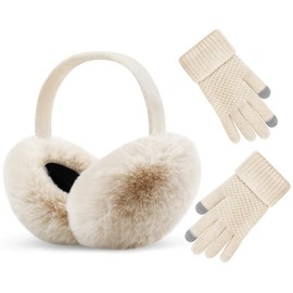 Sorfneo Winter Ear Muffs Set for Women Girls Cute Adjustable Foldable Ear Warmers Faux Fur Ear Covers Headband