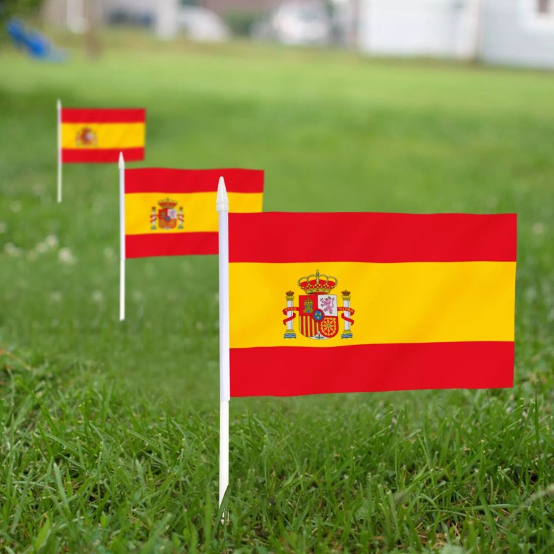 Anley Spain Mini Flag 12 Pack - Hand Held Small