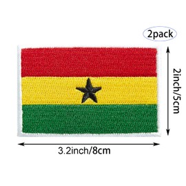 stidsds Paquete de 2 parches bordados de la bandera de Ghana, banderas de Ghana, parches tácticos militares para ropa, sombreros, mochilas, decoraciones de orgullo