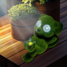 twinbling Dog Statue with Solar Butterfly Large Garden Sculptures Outdoor Patio Lawn Yard Balcony Garden Home Decor Gifts for Women Mom Grandma