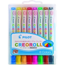 Pilot 17004 Creoroll Crayones Gira para Avanzar, Gel Brillante, Usa Repuesto, Estuche de 8 Piezas, Colores Surtidos