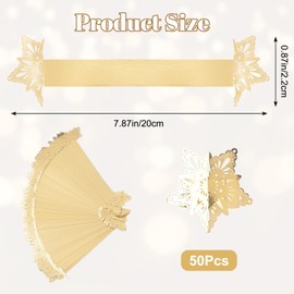 URROMA 50Pcs Reflective Gold Napkin Rings Christmas Napkin Buckle Hollow Snowflake Napkin Clasp for Table Dining Room Thanksgiving Dinner Decor