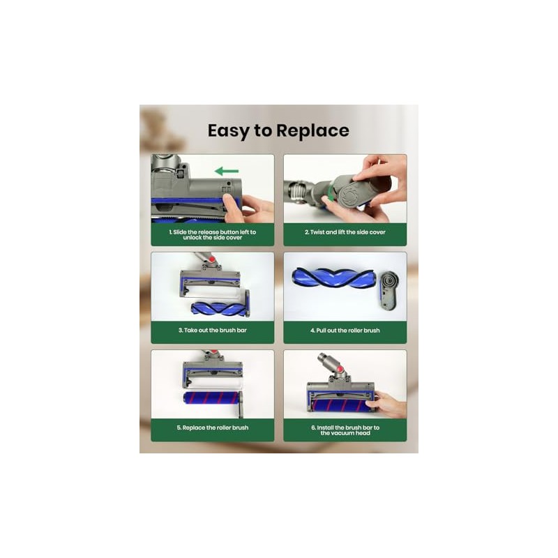 Upgraded 2 Brushes Vacuum Head Replacement for Dyson V7/V8/V10/V11/V15/SV10/SV11/SV12/SV14/SV15/SV22((Not for