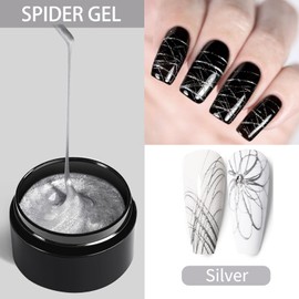 finger secret Spider Nail Gel 5g/0.18oz,2Colors Spider Gel Set,Spider Gel for Nails,Spider Gel Drawing Gel Nail Polish Set Nail Art Wire Drawing Gel for Line with Nail Art Brushes (Golden Silvery)
