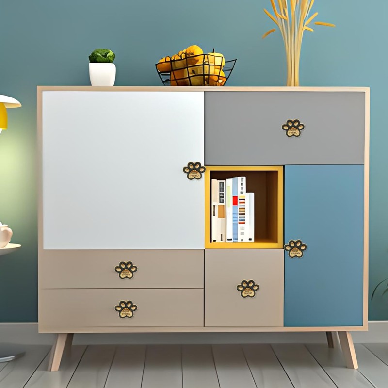 CPELLESSE 2 Pcs Dog Paw Knobs, Kitchen Cabinet Knobs Gold