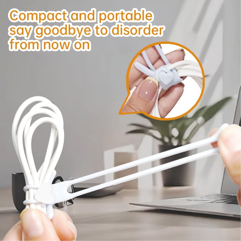 YANGMUM 24pcs Silicone Cable Ties Reusable, Cord Organizer, 4 Styles
