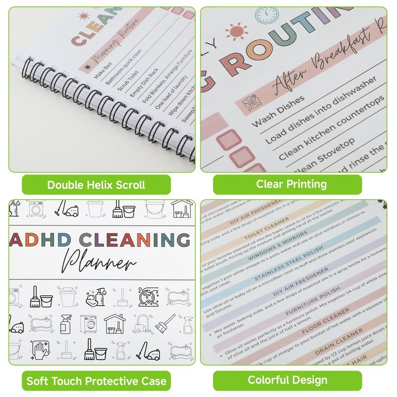 UIHRLM ADHD Cleaning Planner, ADHD Cleaning Schedule & Checklist Management,