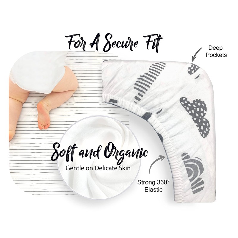 100% Organic Cotton Pack n Play Mini Crib Sheet 2