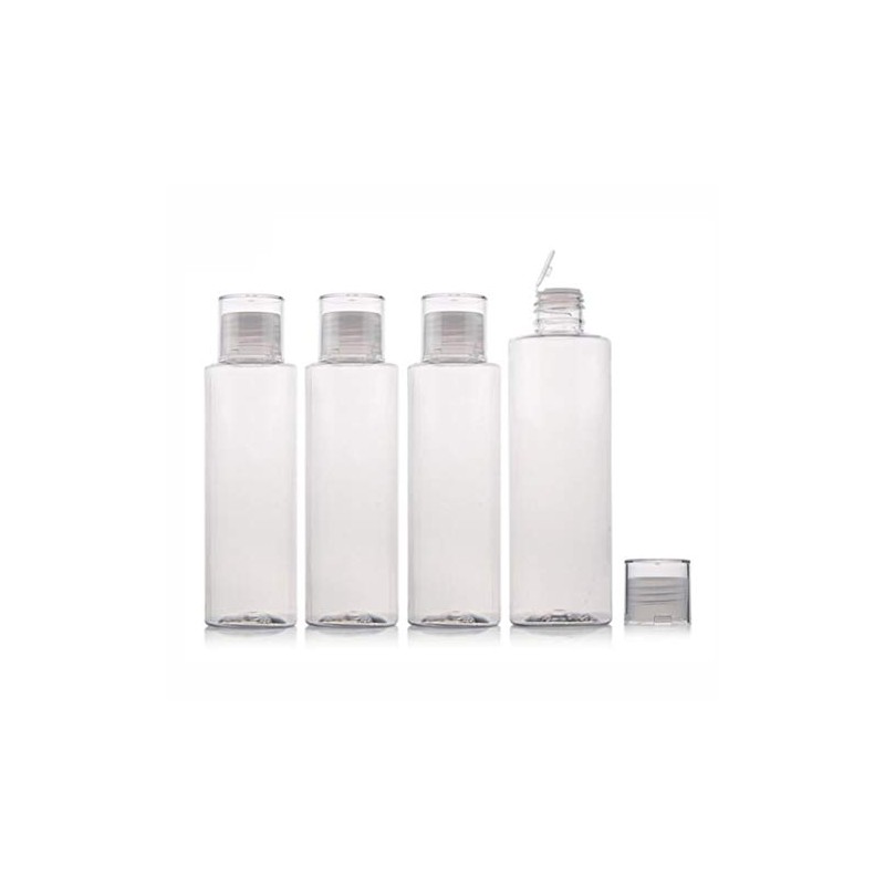 4 x 150ml Empty Clear Travel Bottles with Flip Lid