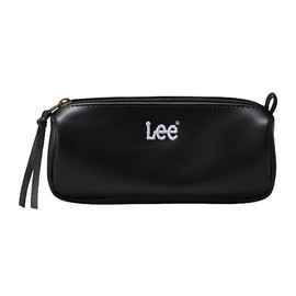 Lee Pouch, Large Capacity, Stylish, Multi-Pouch, Cosmetic Pouch, Pen Case, Synthetic Leather, Cute, Stationery, Pencil Case, Logo, Mini Pouch, Small, Lightweight (Leather Black)