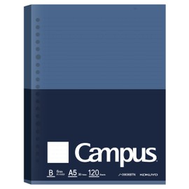 Kokuyo Campus Loose Leaf Paper for Binders, Business Type, Sarasara Smooth Writing, A5, B 6mm Ruled, 20 Holes, 30 Lines, 120 Sheets, pH Neutral, Bleed Resistant, Japan Import (NO-G806BTN)