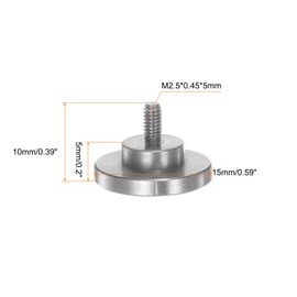 sourcing map Flat Contact Points 15mm Dia 5mm Length M2.5 Thread 303 Stainless Steel for Dial Digital Indicator Depth Gauge Thickness Gauge