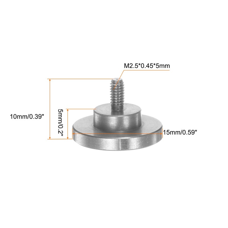 sourcing map Flat Contact Points 15mm Dia 5mm Length M2.5