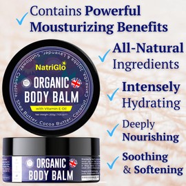 Intensive Body Moisturiser for Dry Skin | Shea Butter Moisturiser for Acne Prone Skin | Eczema Cream | Body Creams for Women, Men, Children with Coconut Oil, Lavender, Vitamin E by NatriGlo