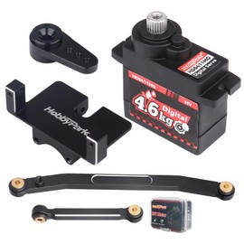 HobbyPark Waterproof Servo with Servo Mount Bracket & Arm & Steering Link Set for 1/24 Crawler Car Axial SCX24 Gladiator Bronco C10 JLU Deadbolt B17 Digital Metal Gear SCX24 Upgrades 4.6kg High Torque