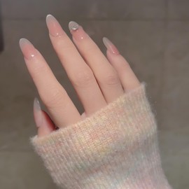 Luxury Short Press On Nails – Elegant & Beauty, Natural-Looking Fake Nails for Everyday Wear (PinkM, Short)